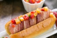 Salty Sweet Bacon Hot Dogs with Zesty Fruit Salsa
