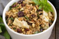 Vibrant Mediterranean Quinoa with Olives Basil and Sun Dried Tomatoes