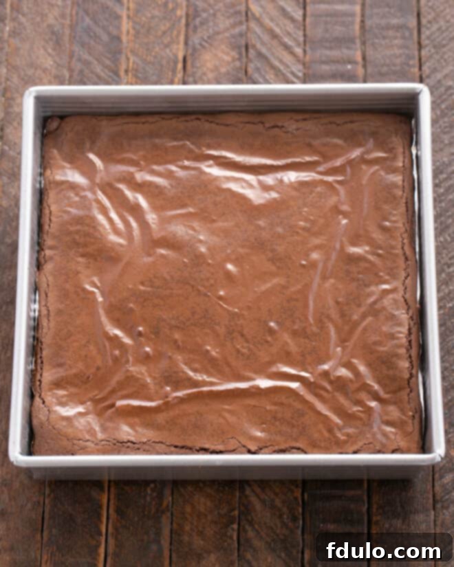 Chocolate Chip Oreo Brownies 12 The layered dessert is baked as directed, achieving a golden-brown finish.