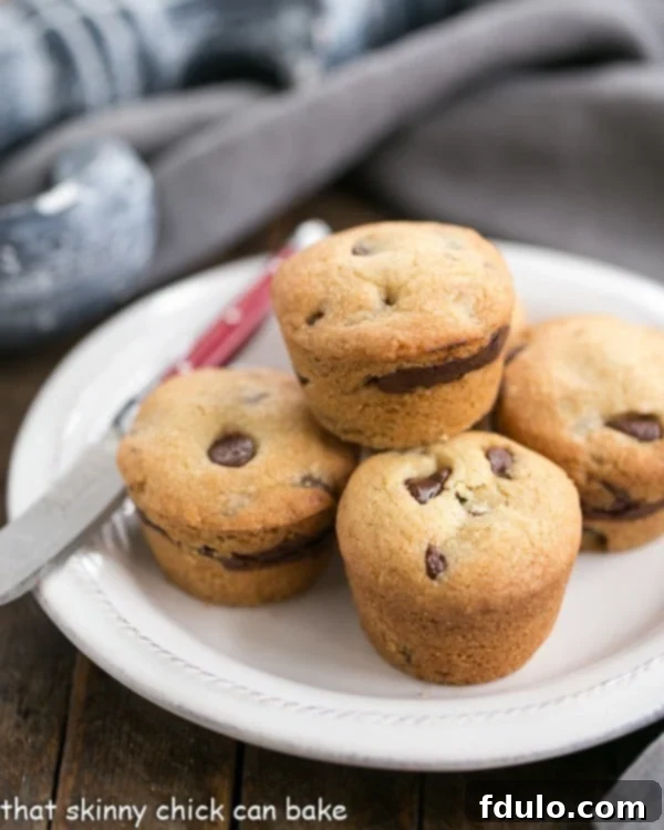 Chocolate Lava Cookies baked in a mini muffin tin with a chocolate center, perfect for a college care package.