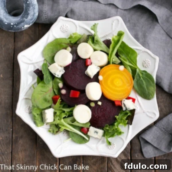 Chilled Beetroot Delight 2 Beet Salad with Blue Cheese and Hearts of Palm, an elegant, tasty beet salad!