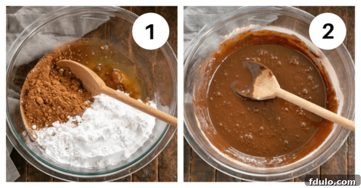 Process shots showing dry ingredients being combined and then egg whites and vanilla added to make the cookie batter.