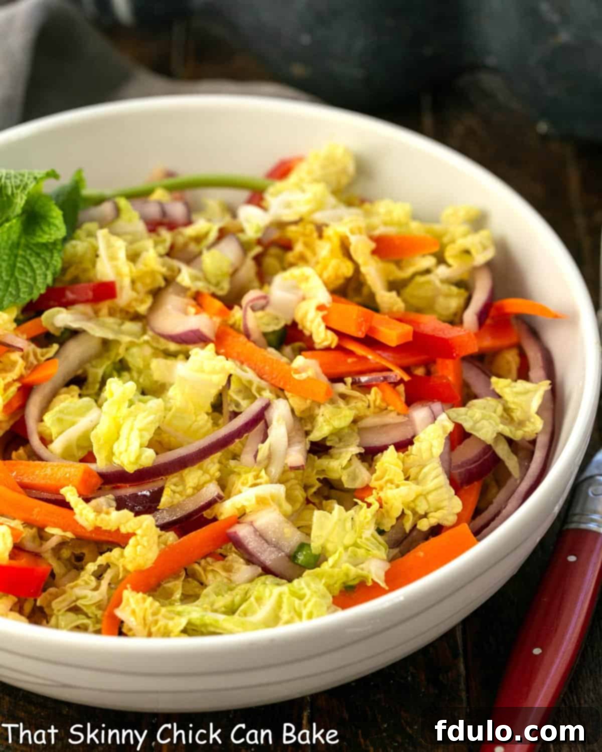 Vietnamese Chicken Salad in a white serving bowl.
