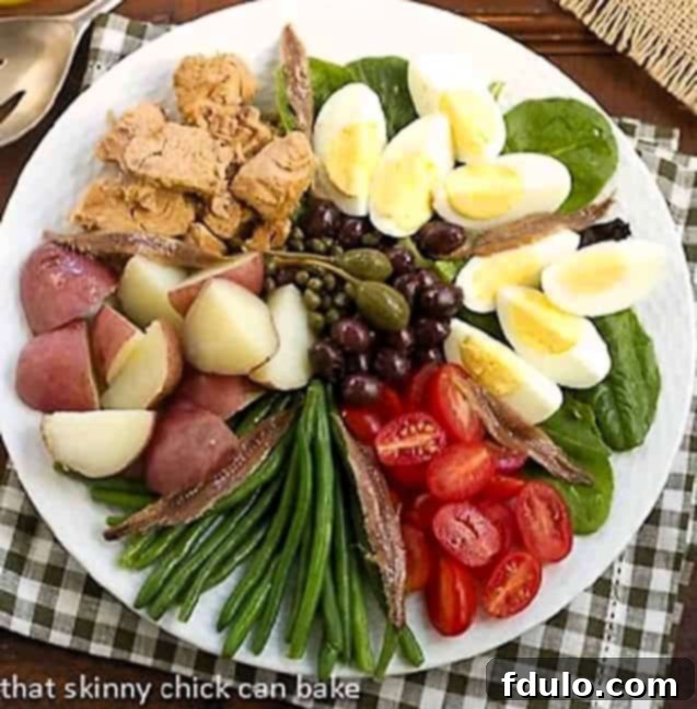 Classic French Salade Niçoise, a vibrant and healthy meal featuring tuna, potatoes, green beans, and eggs.
