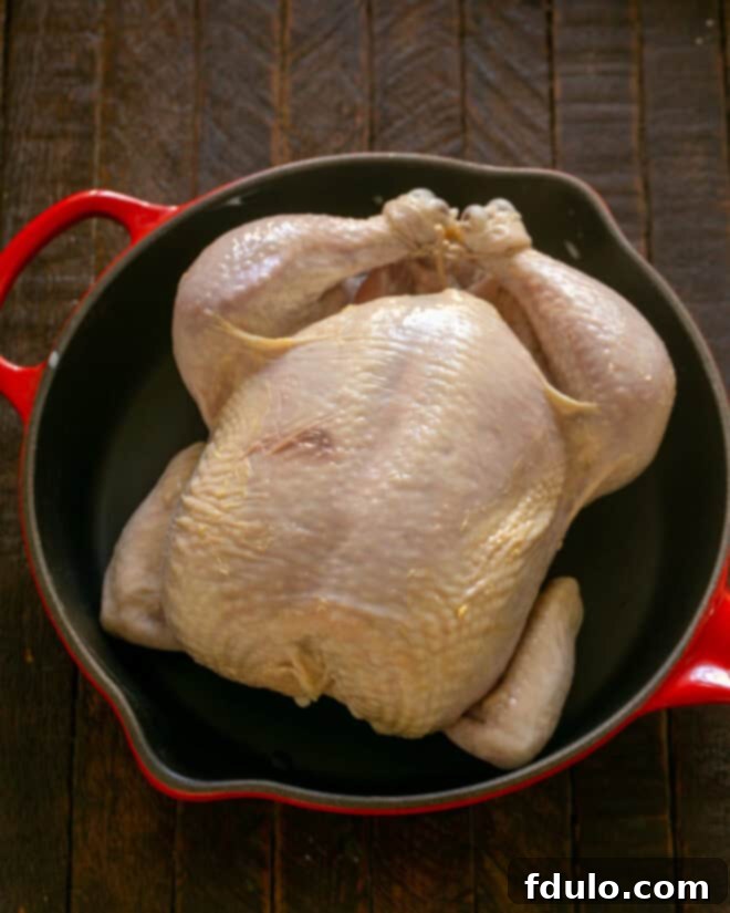 Marinated chicken in a roasting pan.