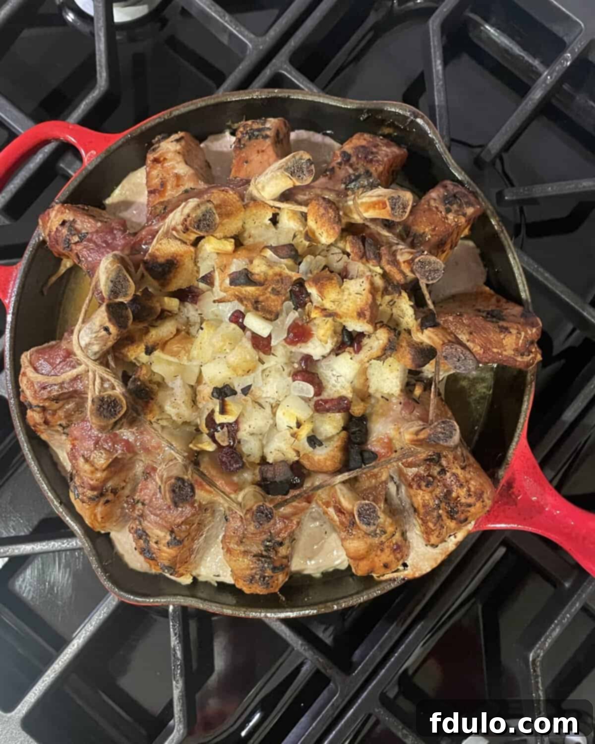 Overhead View of Roasted Pork.