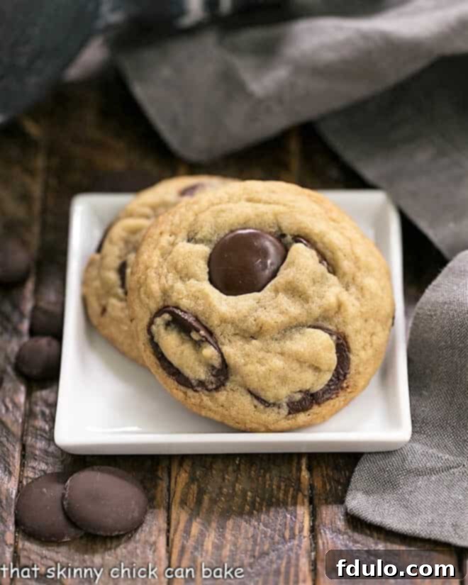 Southern Living's BEST Chocolate Chip Cookies on a square white plate