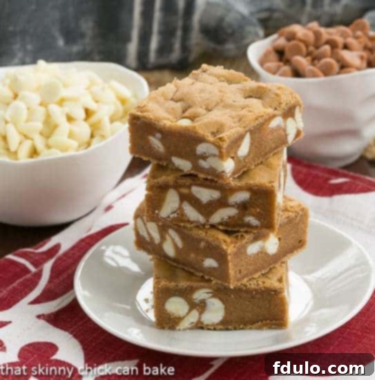 These Butterscotch Bars are chock full of white chocolate chips! So yummy!