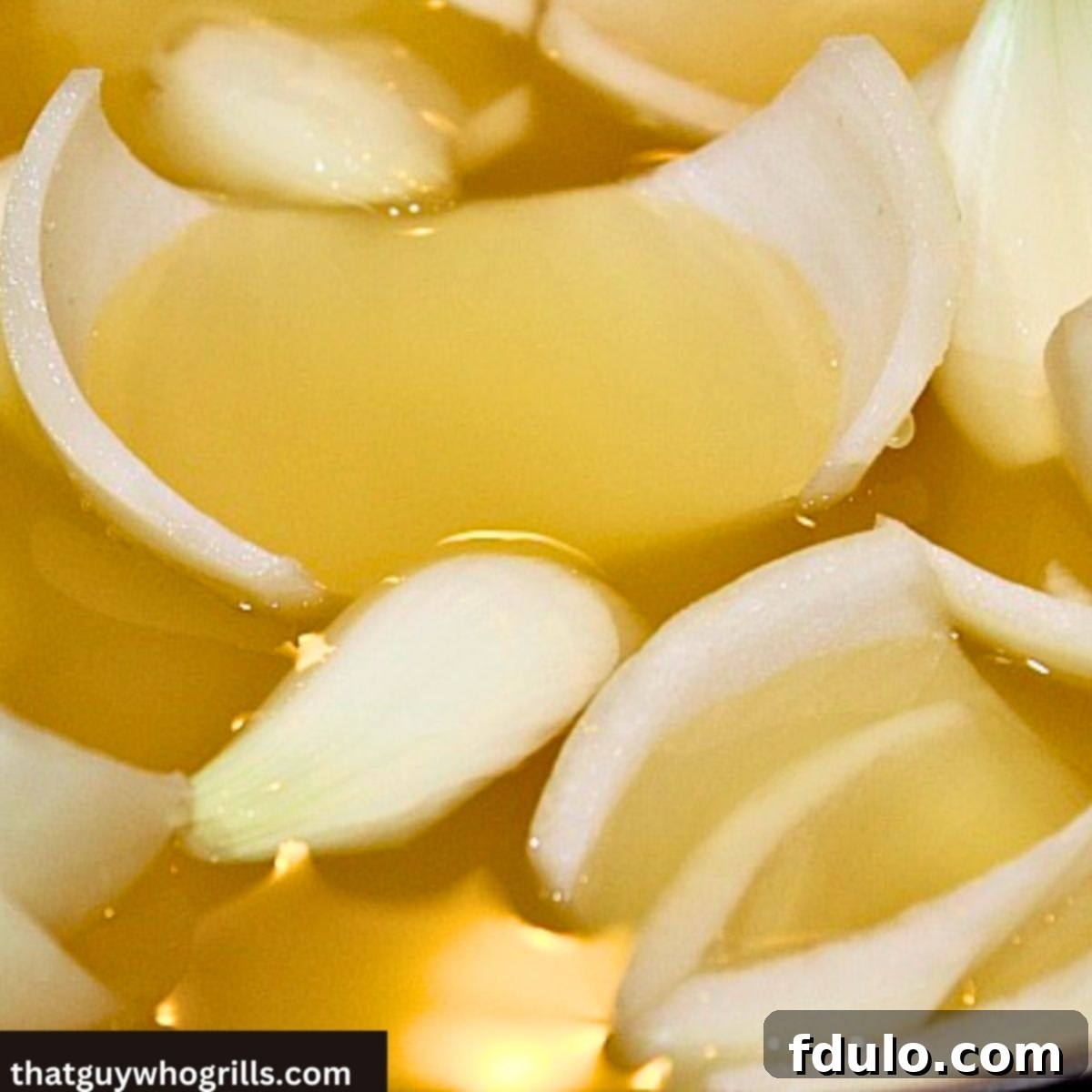 Chicken broth and onions in deep skillet pan