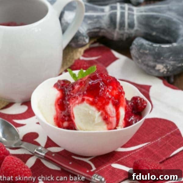 Cheesecake Ice Cream Sundae | Ice Cream Recipe | A delightful homemade dessert with creamy cheesecake ice cream and vibrant raspberry topping.