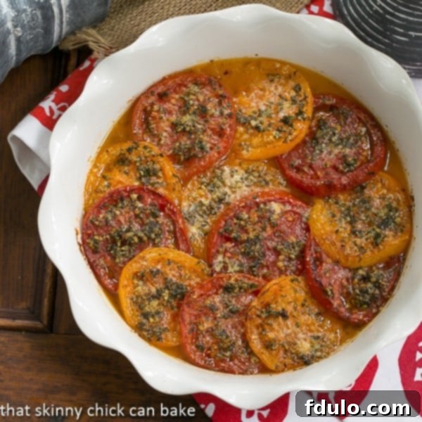 Tomato Provençal Tian, a vibrant French side dish with roasted tomatoes and herbs