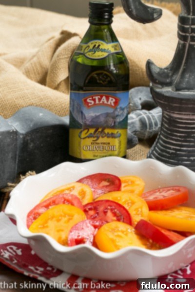 Close-up of a finished Tomato Provençal Tian, ready to serve