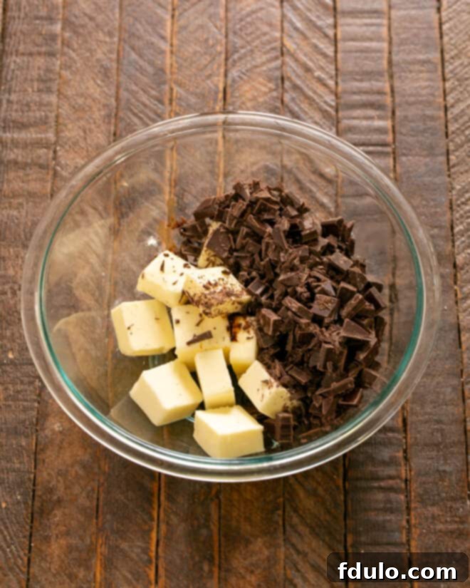 Chocolate and butter ready to melt for the brownie layer.