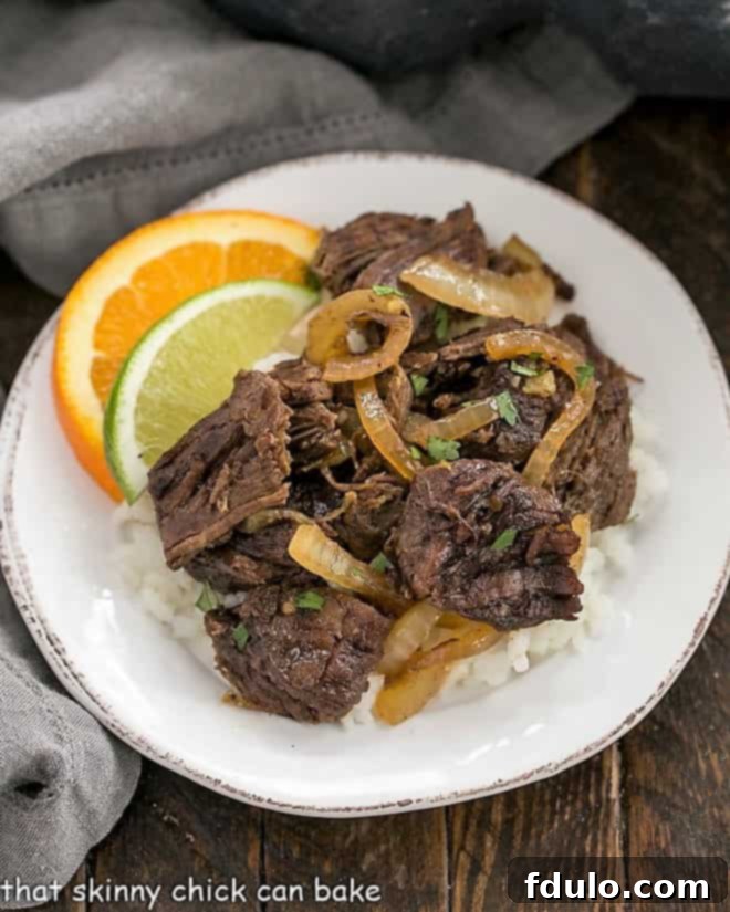 Vaca Frita Crispy Cuban Shredded Beef 2 Overhead view of shredded Cuban beef