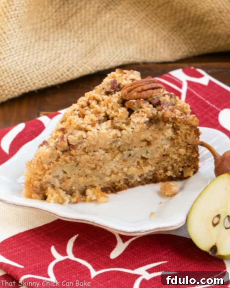Pear Streusel Coffee Cake | A moist, tender, crumb topped coffee cake that's perfect for company!