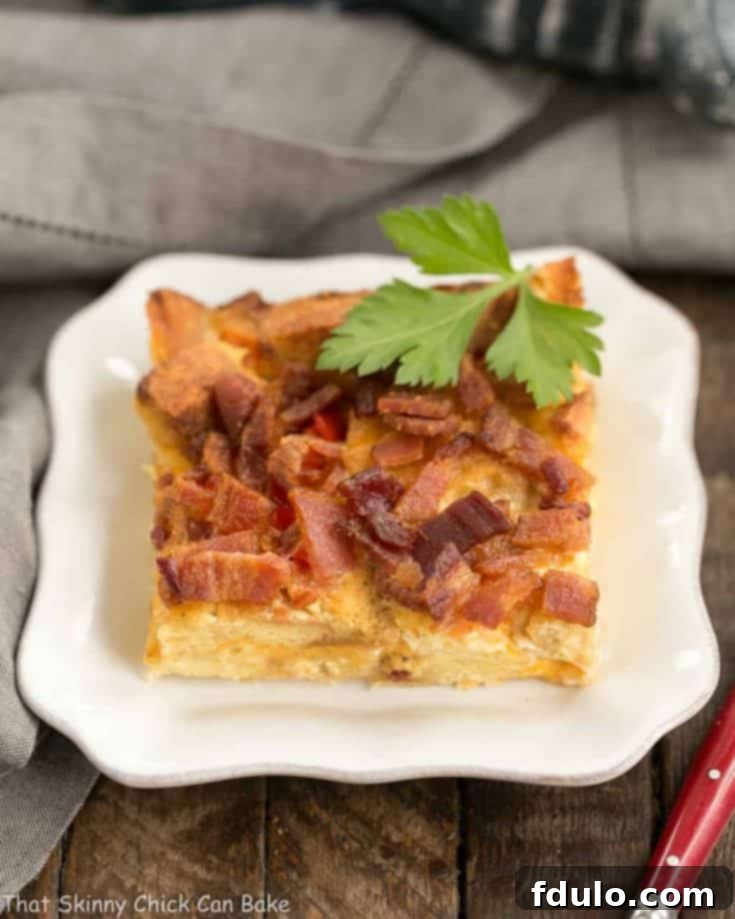 Bacon and Egg Strata | Croutons, cheese, bacon and eggs combine for an outstanding breakfast treat