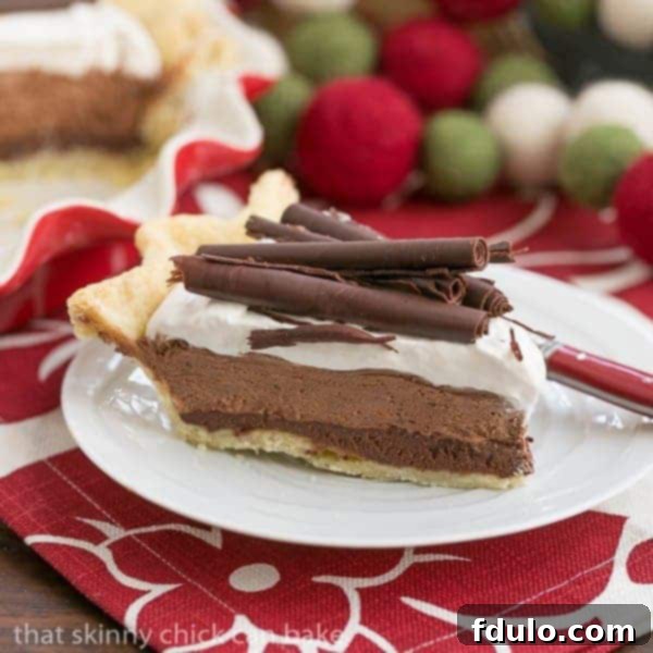 Black Bottom Chocolate Mousse Pie, a rich and layered dessert.