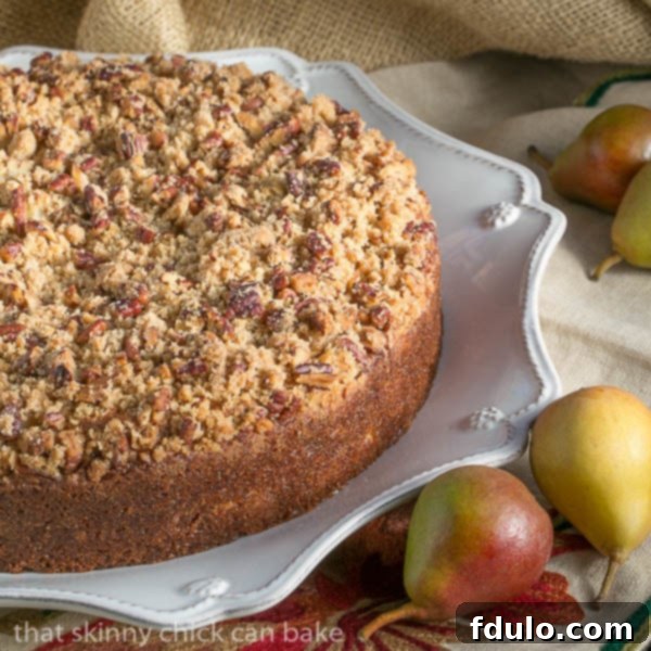 Pear Streusel Coffee Cake | A delightful breakfast or brunch cake with fruit and crumble.