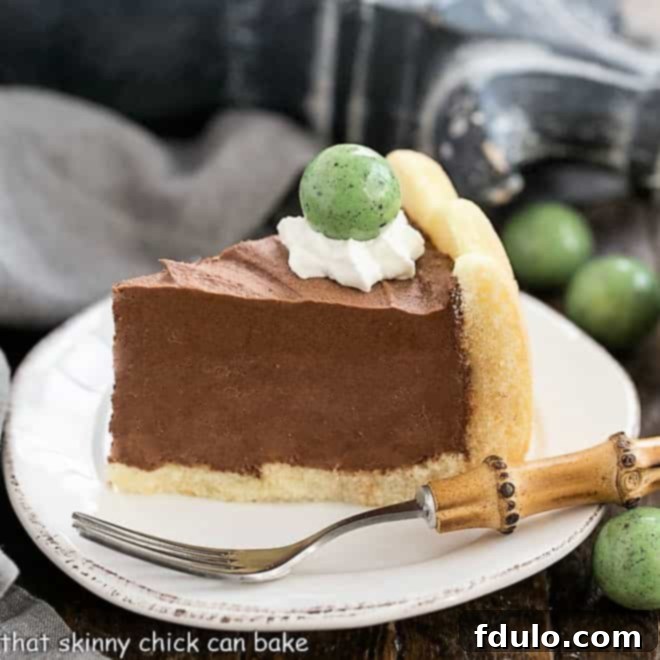 Irish Mousse Cake slice on a round white cake plate