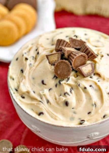Tagalong Dip - A heavenly, creamy chocolate and peanut butter dessert dip