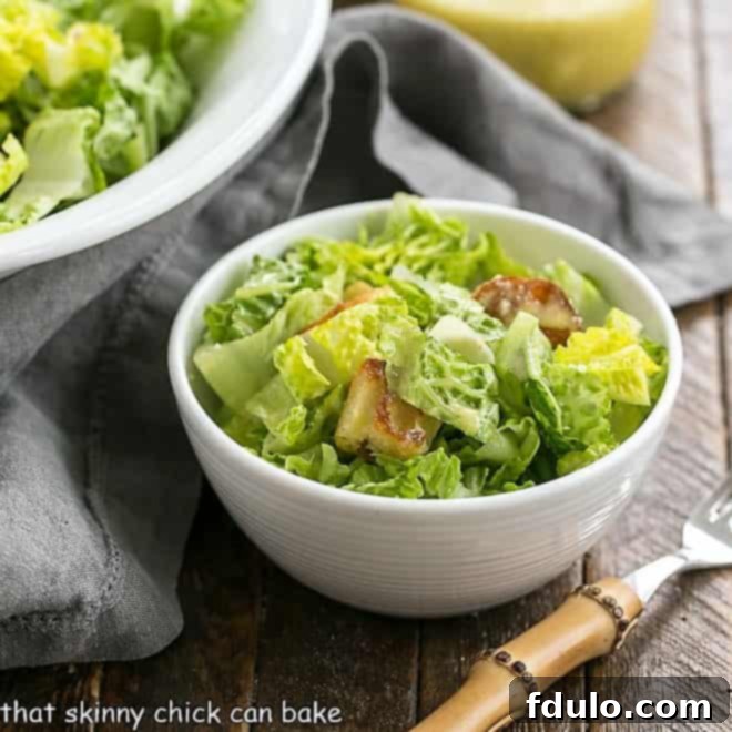 Perfect Caesar Salad from Scratch 2 Caesar salad recipe box image with fresh romaine, croutons, and Parmesan