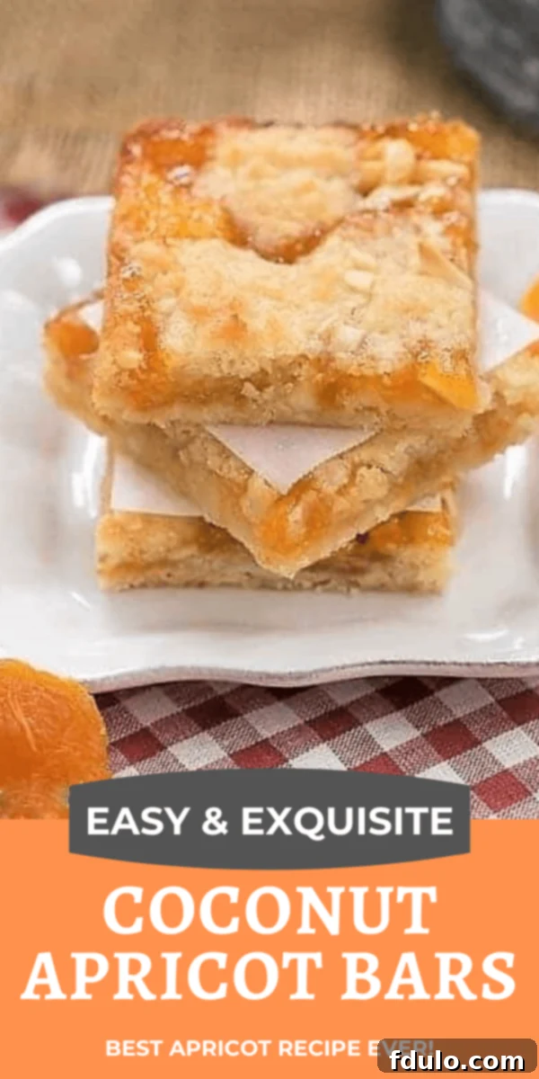 A collage featuring Coconut Apricot Bars from different angles, showcasing their crumbly topping and jam filling.