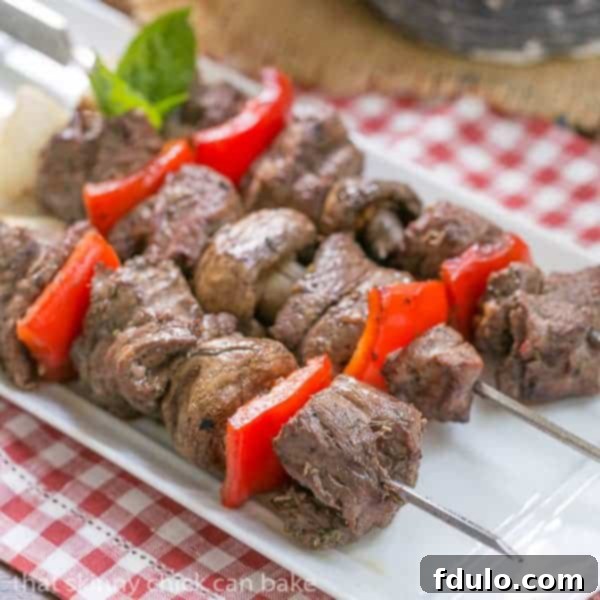 Tender Grilled Beef Steak Kabobs with a simple, flavor packed marinade
