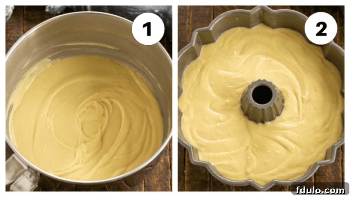 Sour cream pound cake process shots 1, 2.