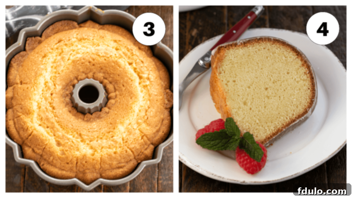 Sour cream pound cake process shots 3,4.