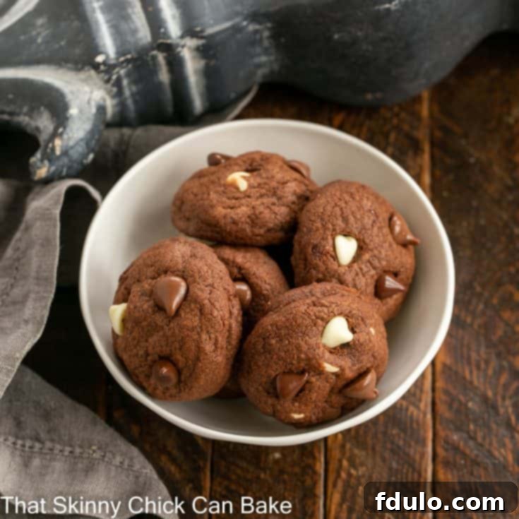 White bowl filled with chocolate cookies
