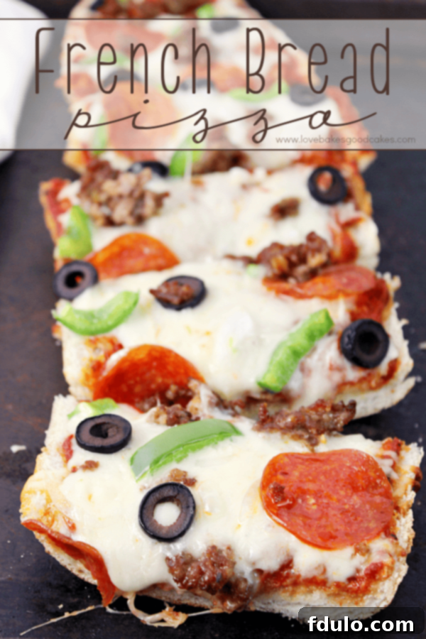 French Bread Pizza, super easy and family-friendly.