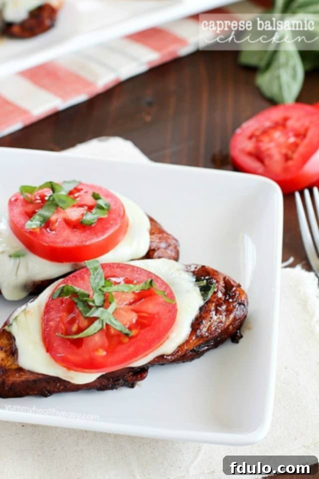 Caprese Balsamic Chicken Recipe, classic Caprese flavors on chicken.
