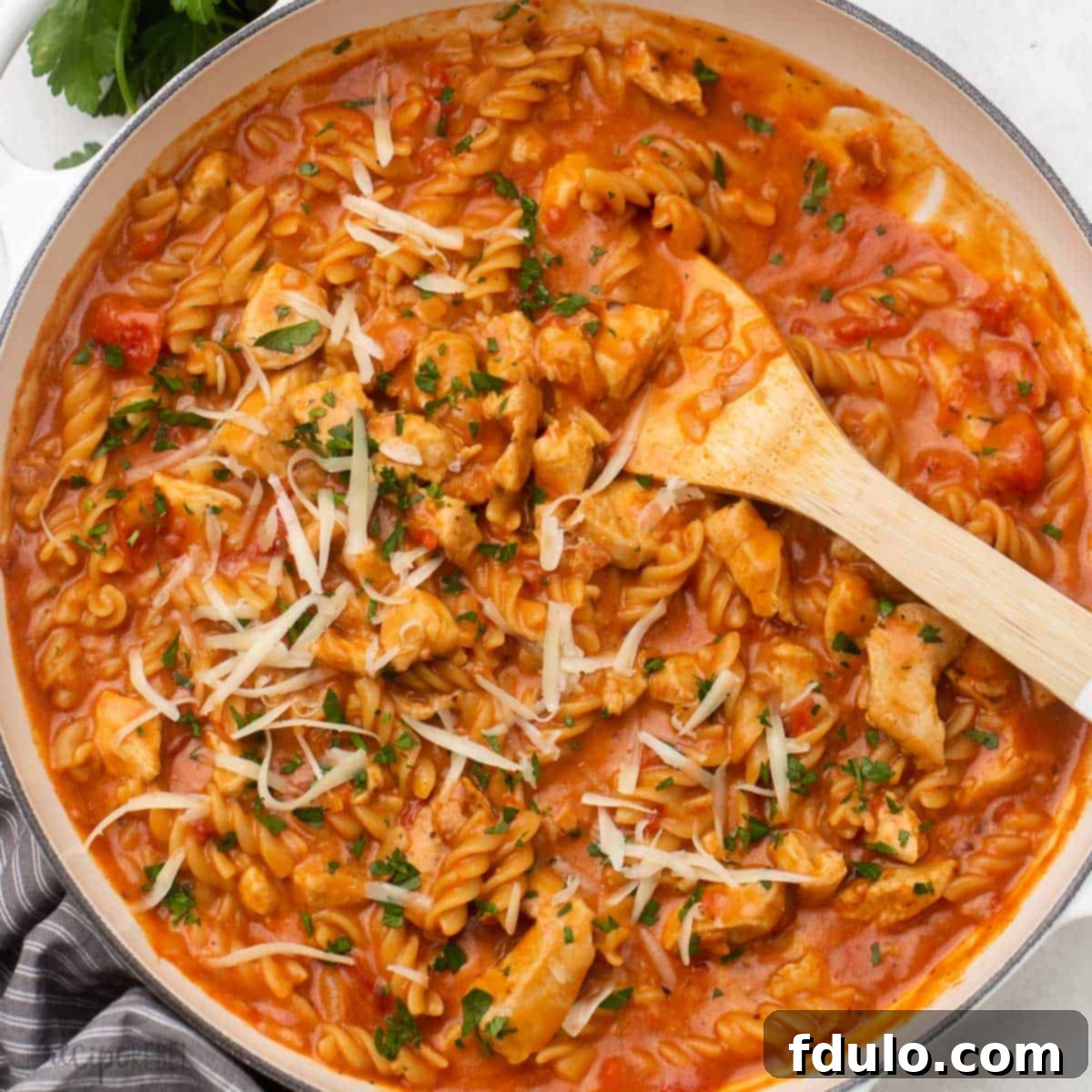 One Pot BBQ Chicken Pasta, an easy recipe with bacon.
