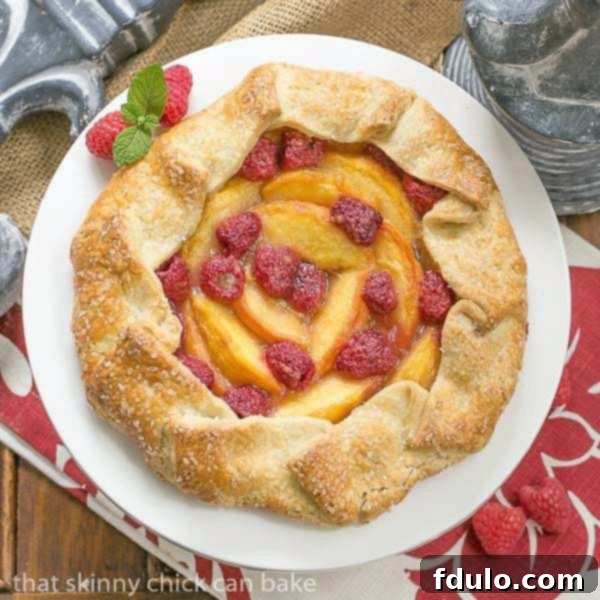 Peach Raspberry Galette - A rustic tart that's so much easier to make than pie!