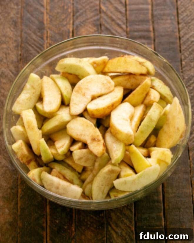 Traditional Dutch Apple Pie 4 Mix apple slices with sugar, lemon juice, spices and mix.