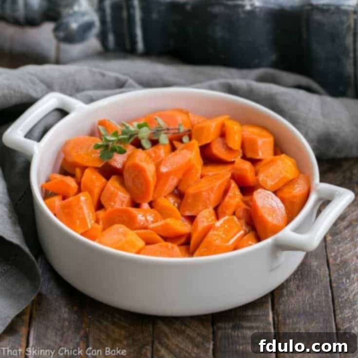 Bourbon Maple Glazed Carrots in a serving dish