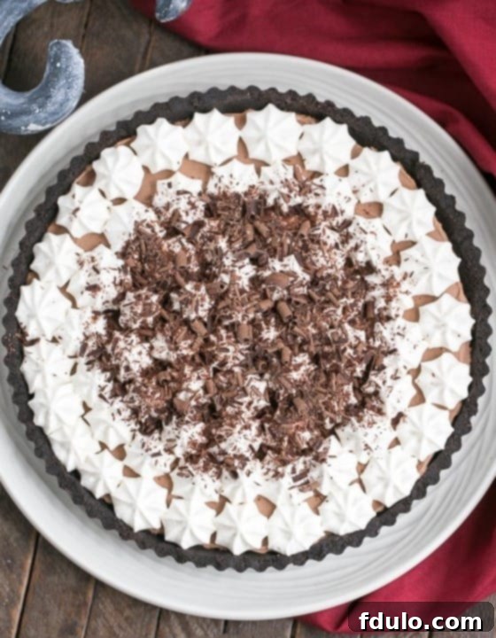 French Silk Tart with chocolate shavings