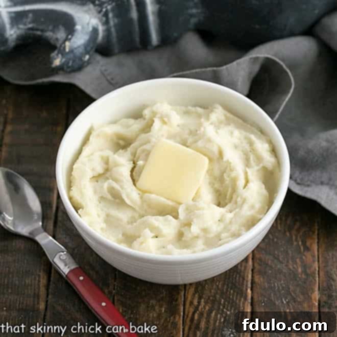 Cream Cheese Mashed Potatoes in a serving bowl