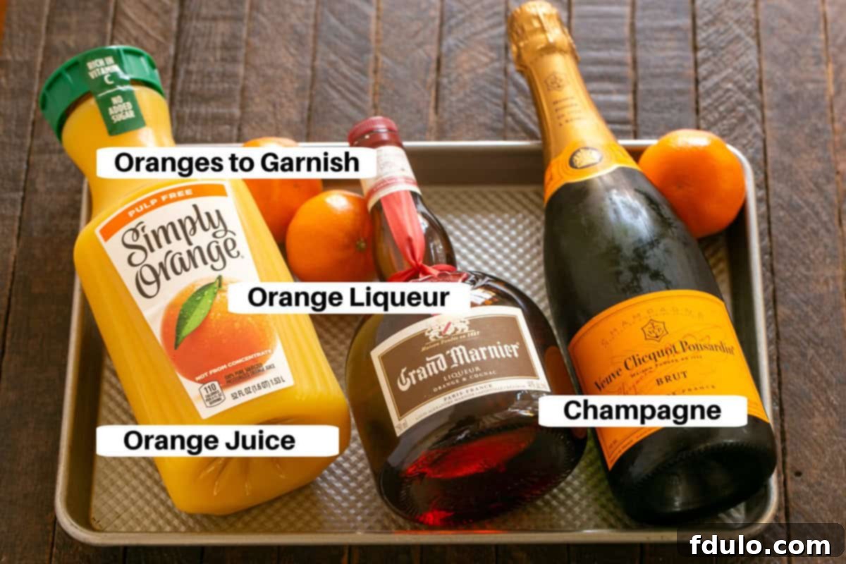 The Grand Mimosa 2 Grand Mimosa Ingredients with labels on a sheetpan.