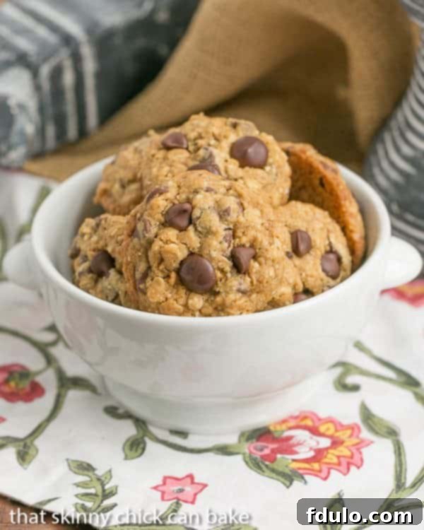 Oatmeal Chocolate Chip Cookies | Chewy and packed full of two kinds of chocolate chips