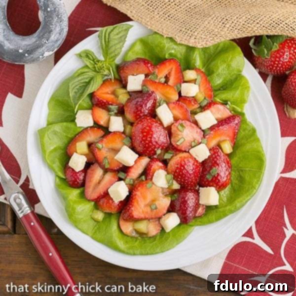 Brie Basil and Strawberry Salad - A simple, unforgettable combination, showcasing fresh strawberries, creamy brie, and fragrant basil.