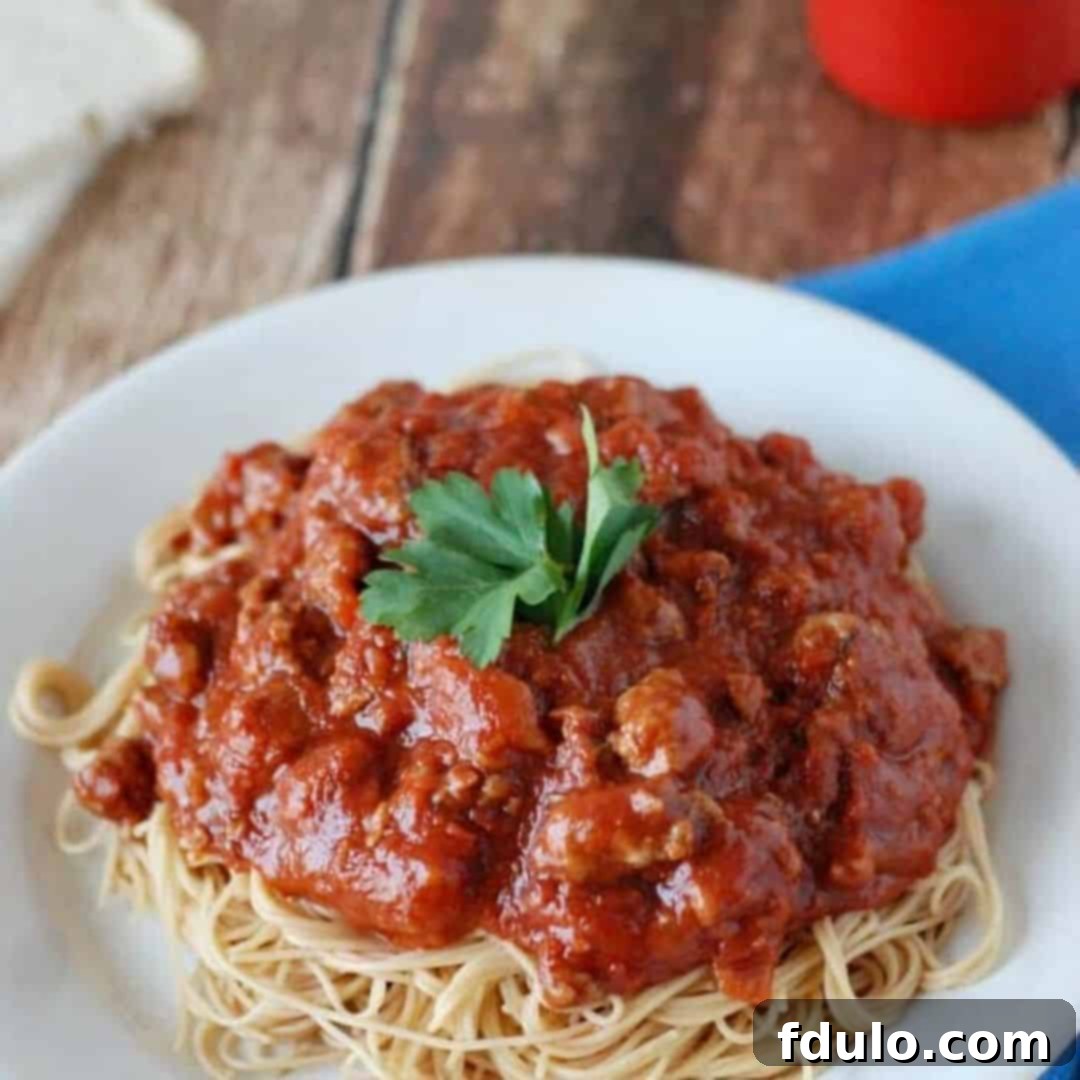 Slow Cooker Meat Sauce with ground turkey and Italian turkey sausage