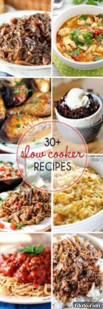 30+ Fabulous Slow Cooker Recipes collage, perfect for pinning to save for later
