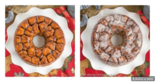 Cinnamon Bubble Roll without icing and with icing, showing the versatility of serving options