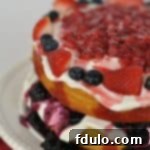 Red, White and Blue Berry Cake, a beautiful layered cake perfect for patriotic holidays.