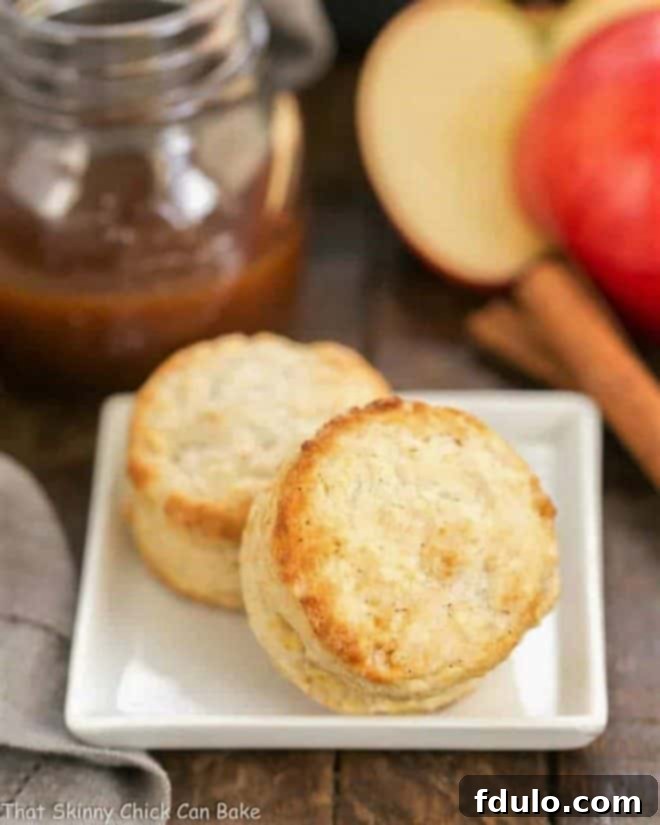 Two Caramel Apple Scones on a square white plate