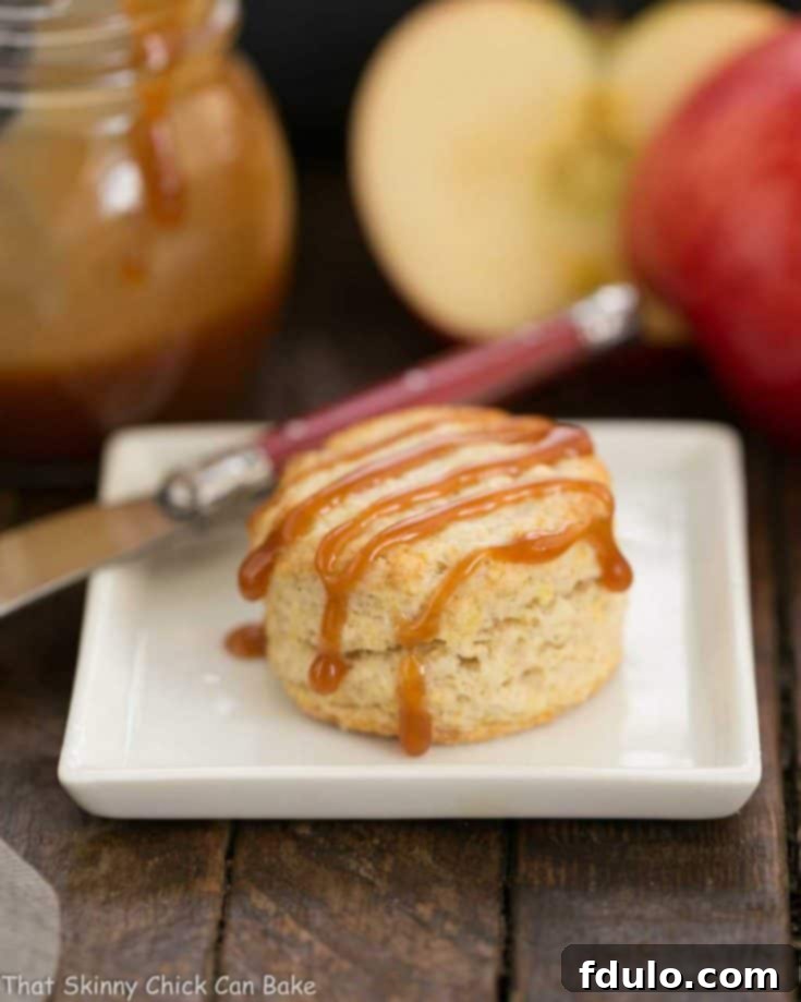 Caramel Apple Scones - filled with grated apple and drizzled with caramel!