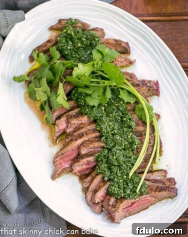 Argentine Flank Steak with Fresh Chimichurri 2 Grilled Flank Steak with Chimichurri Sauce | A fabulous, spicy herb topping for your beef!