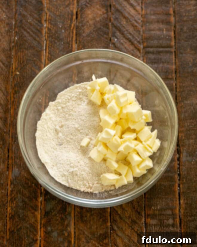 Step 10: Butter pieces added to streusel dry mix.