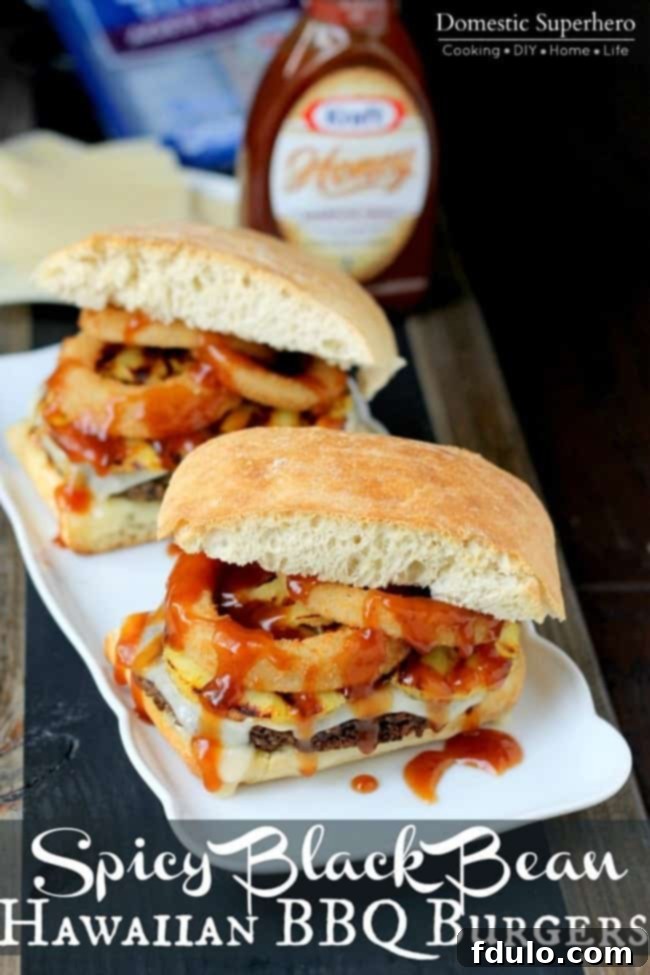 Spicy Black Bean Hawaiian BBQ Burgers
